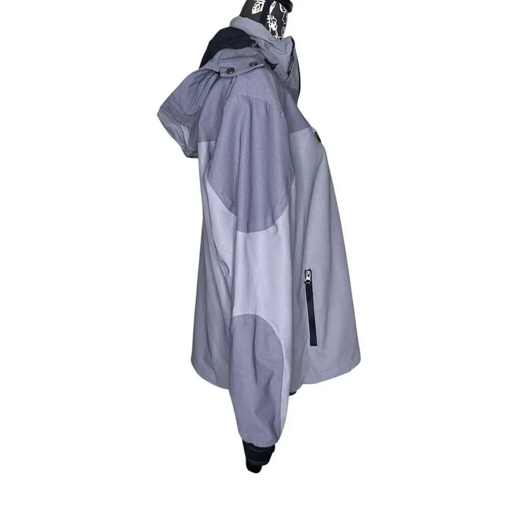 North America Branding Gray Softshell Jacket Men’s Large Hooded Octopus Patch